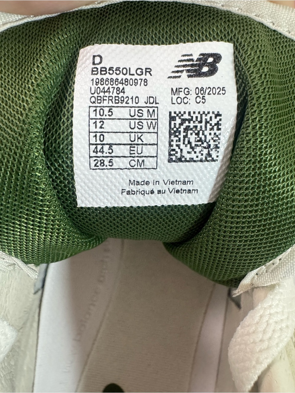 New Balance 550 Permafrost Dark Alpine Green BB550LGR Men's 10.5 - Picture 8 of 8